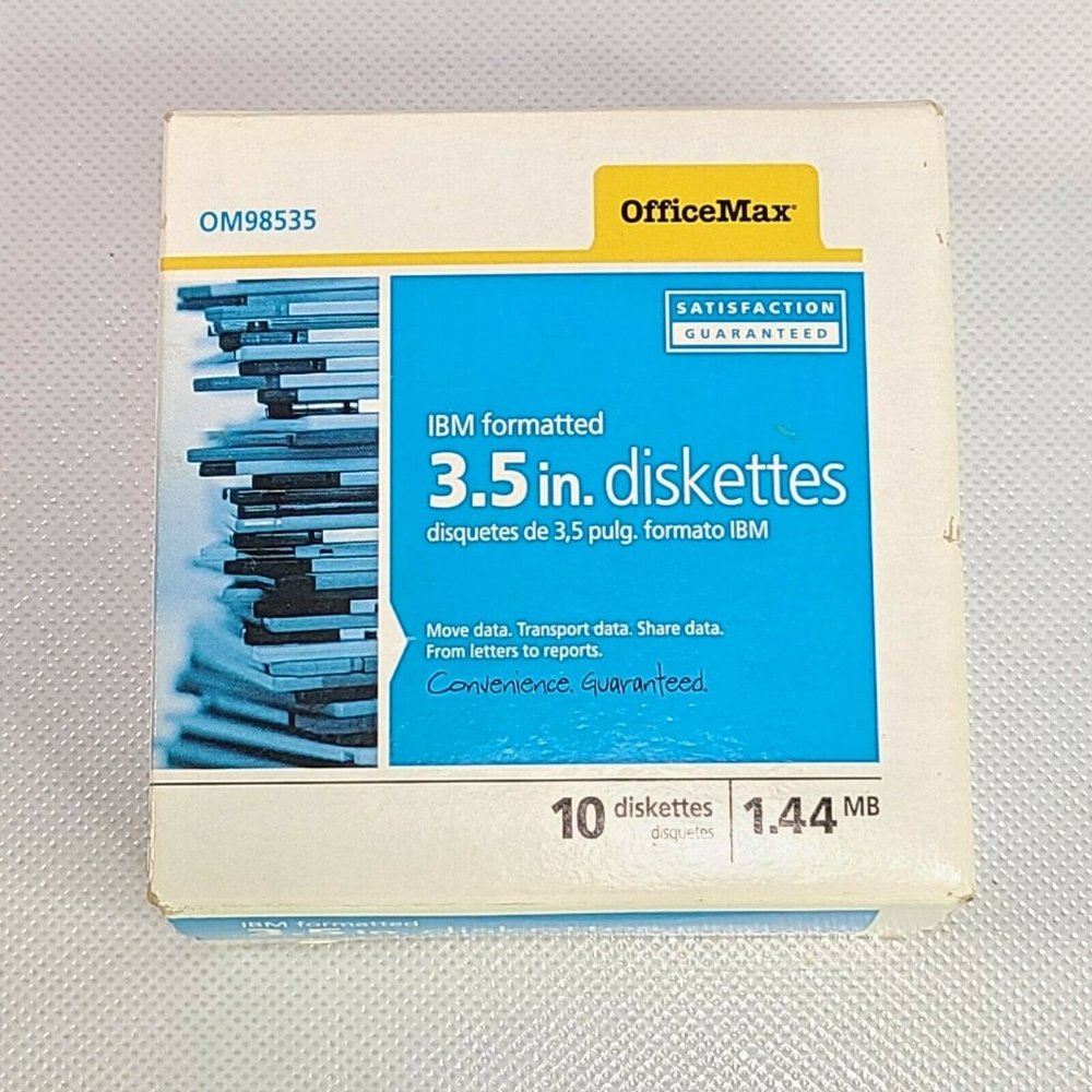 Office Max IBM Formatted 3.5 in Diskettes 1.44 MB 10 Diskettes  OM98535